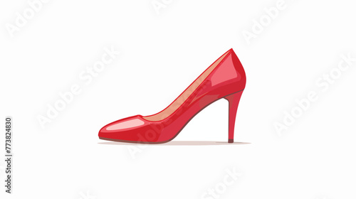 Womens red shoe on high heel. Flat vector icon. Best flat