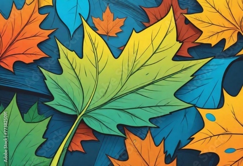 Comic style Design a leaf logo with overlapping la (9)