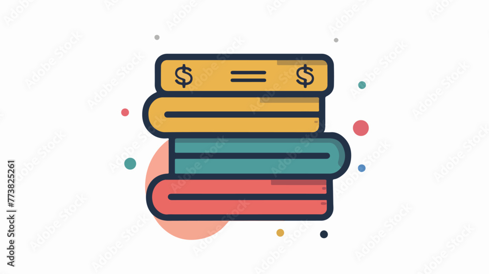 Thin line flat stacked money icon on a white background