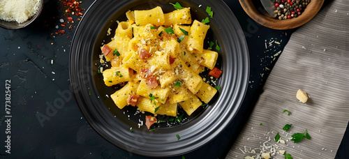  Piatt di deliciosity rigatoni allay carbonara ulna  rivet Authentic Italian Rigatoni Carbonara Recipe