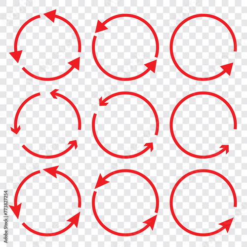 circle arrow icon set , loop icon. circular arrow icon, refresh, reload. Set of circle arrows rotating on white background. Vector illustration in eps 10.