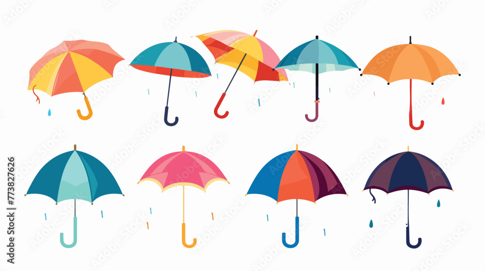 Umbrellas rain in lovely edition. Bright colors in th