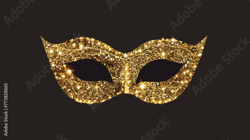 Vector gold glitter mask isolated on black. Carnival