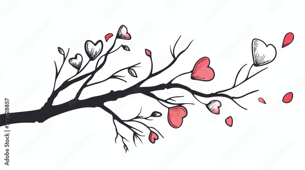 Vector illustration of a branch for Valentines Day