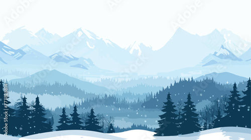 Fototapeta Naklejka Na Ścianę i Meble -  Vector horizontal background with winter landscape