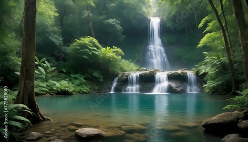 Serene Secluded Waterfall In A Lush Forest Peace 2