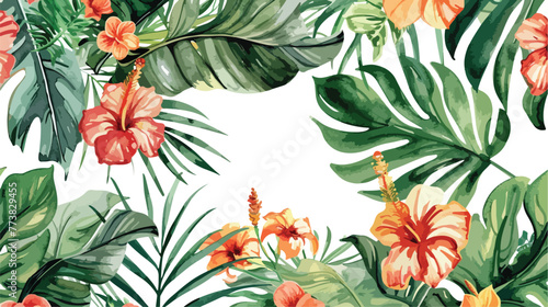 Watercolor seamless pattern with tropical flowers © Mishab