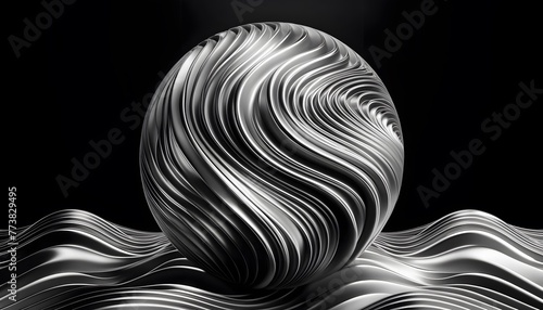 Silver Waves 3D Effect: Modern Abstract Background — Art in Ilford HP5 Style Suitable for Advertising and Design photo