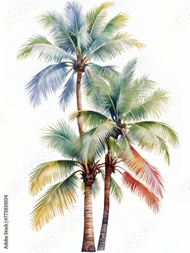palm tree on a white background, coconut tree on a white background
