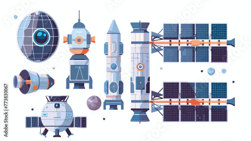 Vector illustration of spacecraft modules on white background