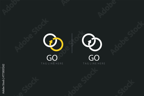 Go logo vector. Word Go with an arrow. Yellow and white color. Travel logo. vector illustrations © suman