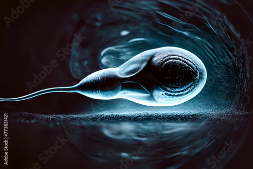 Sperm, the spermatozoon ovulates into the egg.  photo
