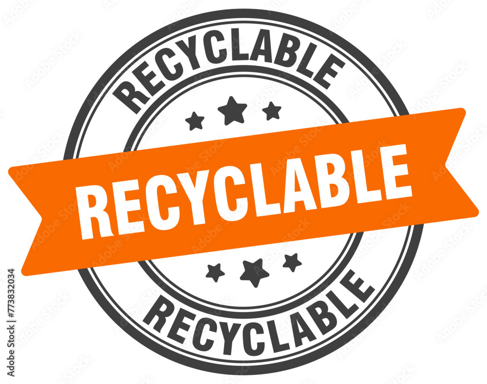 recyclable stamp. recyclable label on transparent background. round sign recyclable stamp. recyclable label on transparent background. round sign