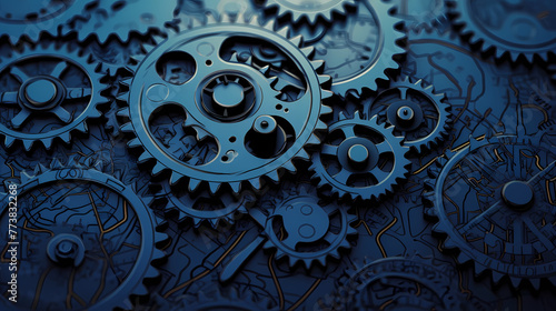 blue background gears photo