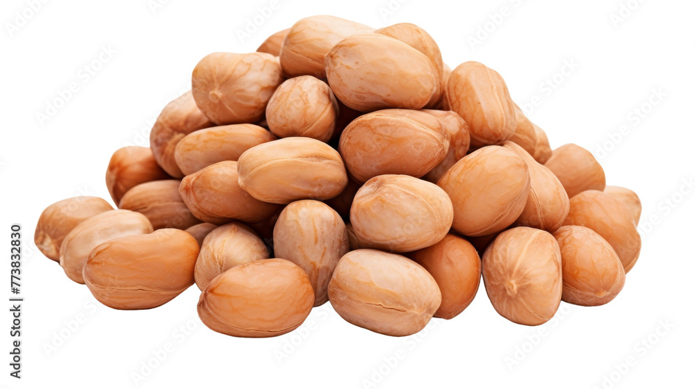 Obraz premium A heap of almonds rests on a pristine white backdrop
