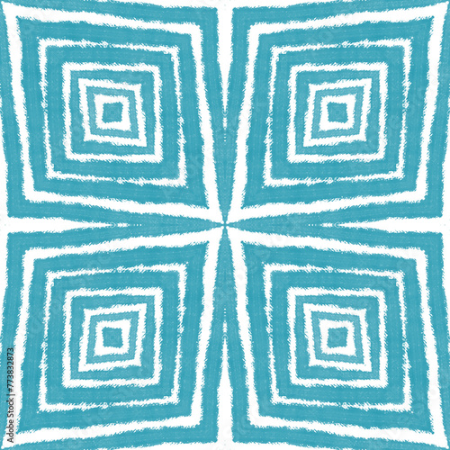 Mosaic seamless pattern. Turquoise symmetrical