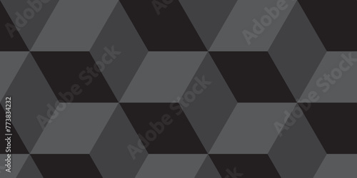 Seamless abstract black and gray stripe rectangles hexagon type cube geometric pattern. modern square diamond mosaic pattern. retro ornament grid tiles and wallpaper used for background. © MOHART PARK