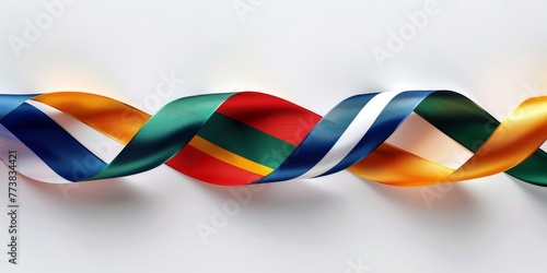 South african flag ribbon. Curly ribbon on white background.