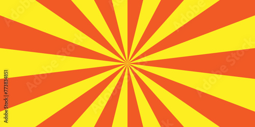Abstract orange and red sunburst backdrop background with rays design. geometric ray sun texture design wallpaper.  