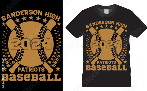 sanderson high 2024 patriots baseball. Baseball  Typography colorful vector t-shirt design. photo