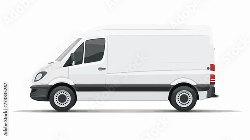White Delivery Van Icon Isolated on White Background