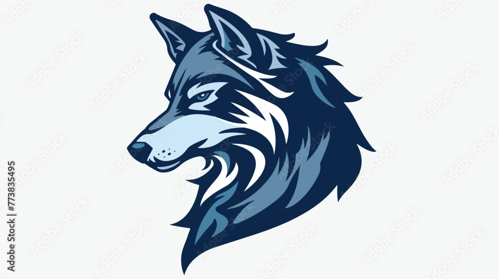 Wolf mascot logo animal character illustration Flat vector