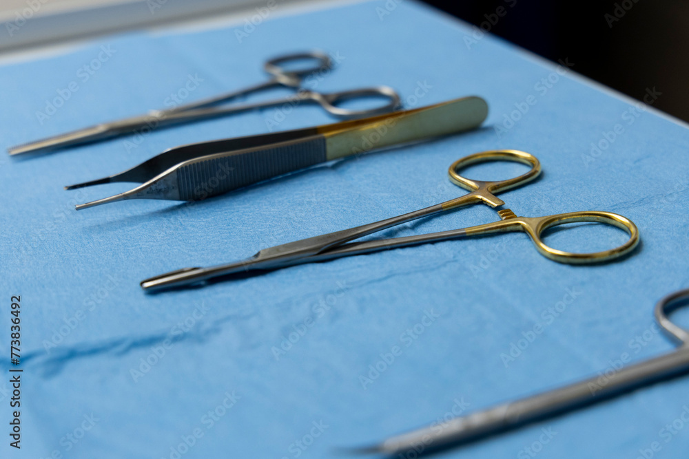 Fototapeta premium Surgical instruments for doctors and hospital staff, surgical instruments, surgical forceps
