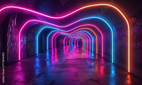 background design of neon lights retro Vibes, Generative AI