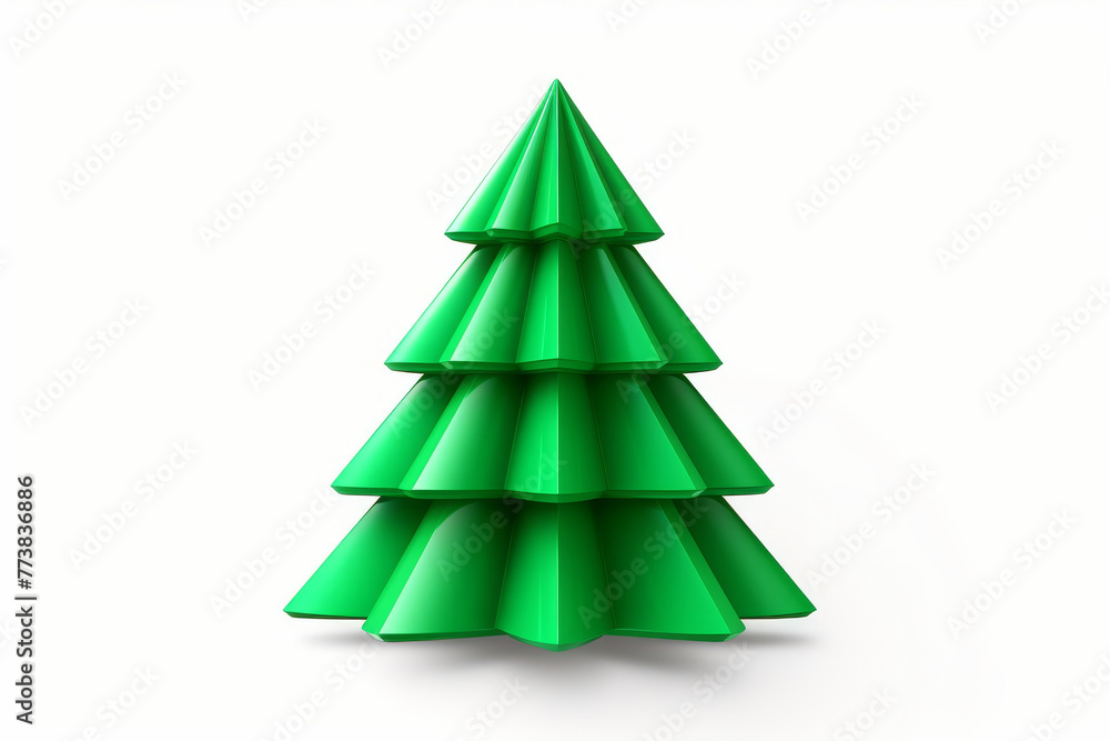 This image features a three-dimensional minimalist green Christmas tree, perfect for festive designs and decor This image features a three-dimensional minimalist green Christmas tree, perfect for festive designs and decor
