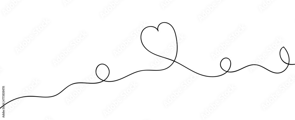 One continuous drawing of heart and color shape love sign. Thin contour and romantic symbol for greeting card , web, banner, cover. Doodle outline no background. Editable stroke. Vector illustration One continuous drawing of heart and color shape love sign. Thin contour and romantic symbol for greeting card , web, banner, cover. Doodle outline no background. Editable stroke. Vector illustration