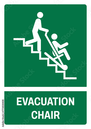 iso emergency and first aid safety signs evacuation chair size a4/a3/a2/a1