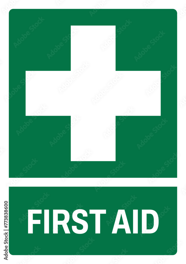 Obraz premium iso emergency and first aid safety signs first aid size a4/a3/a2/a1