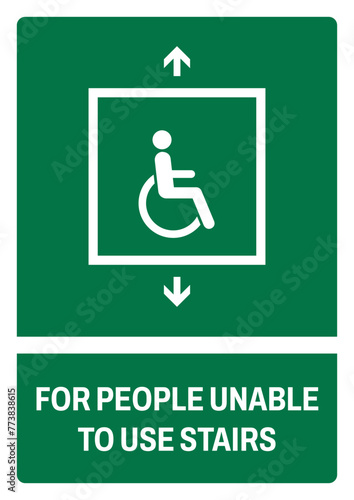 iso emergency and first aid safety signs for people unable to use stairs size a4/a3/a2/a1