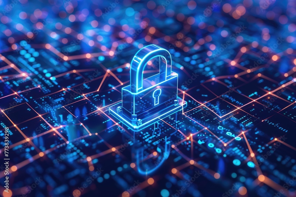 Secure Your Privacy: Personal Data Protection Concept with Technology and Network Security Lock Secure Your Privacy: Personal Data Protection Concept with Technology and Network Security Lock