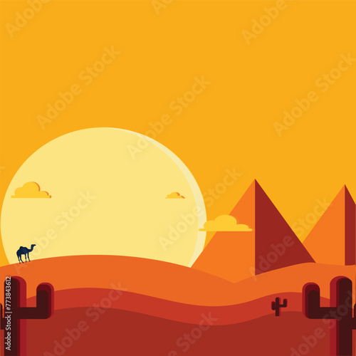 Cool Desert Egyptian Flat Design Vector Illustration