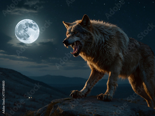 Mystical Werewolf in the Night Captivating Vector Illustration for Fantasy and Horror Concepts. With ai generative..