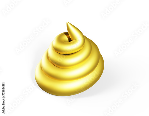 Poop icon isolated on white background, poo emoticon 3d rendering