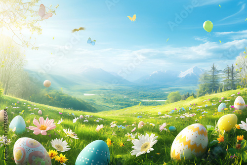 Colorful bright Easter background