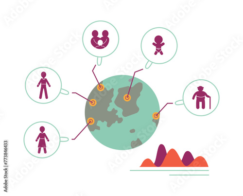 Global population distribution vector illustration