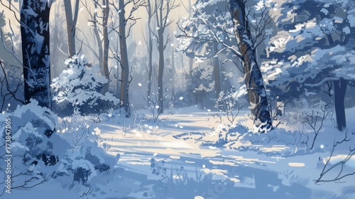 Peaceful Winter Forest at Dawn