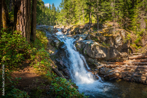 Autumn Waterfall at Mount Rainier National Park in Washington State