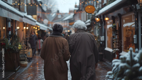 Two Senior Women Enjoying a Leisurely Walk in a Quaint UK Town