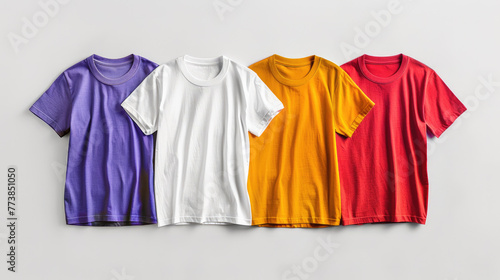 A multicolored T-shirts on a white background.