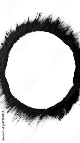 Black thin barely noticeable paint brush circles background pattern isolated on white background