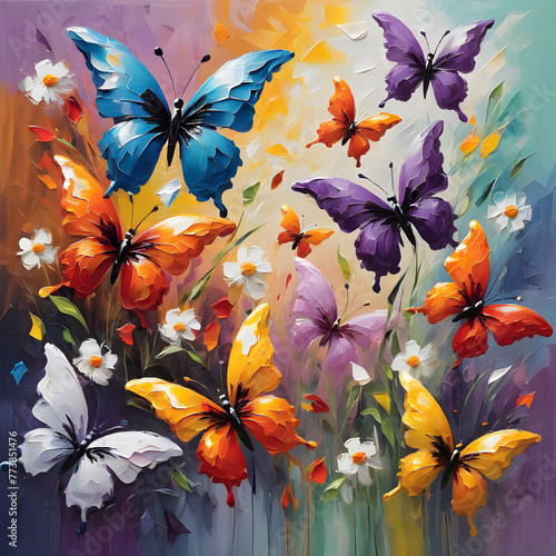 Oil paints dance across canvas to depict lush blooms, exotic butterflies, and the gentle allure of daisies.