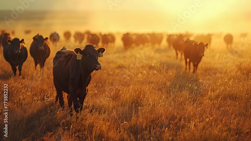 Wallpaper Mural The sound of cowbells echoed across the meadow as the herd moved in unison, a symphony of rural life Torontodigital.ca