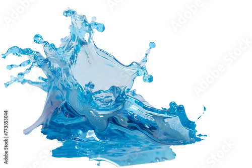 Blue water splash isolate white background.