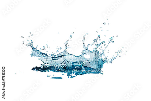 Blue water splash isolate white background.