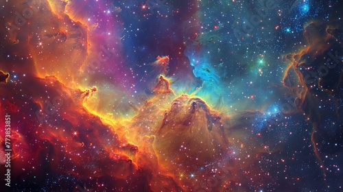 Colorful Galactic Nebula Space Illustration
