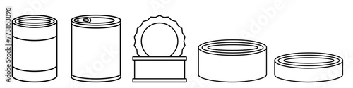 Tin icon vector set. Canned food illustration sign collection. Long lasting food symbol or logo.